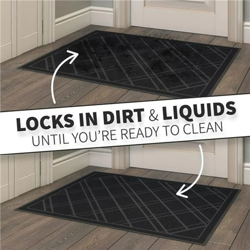 Universal Door Mat, Plaid Design - 42 x 35 - Anti Slip, Durable & Washable